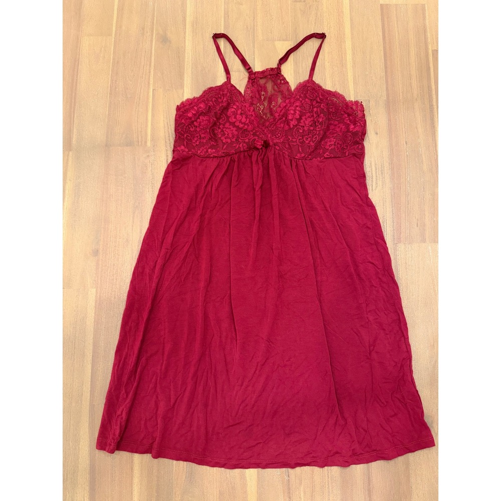 PJ Salvage Red Modal Lace Trim Chemise Nightgown Sleepwear Dress‎ Womens Medium